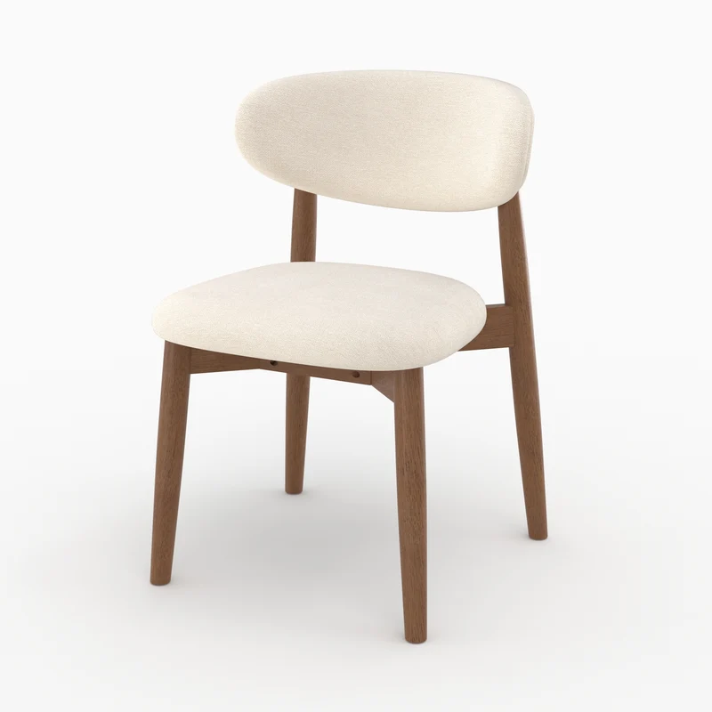 Lot de 2 chaises Yuna en tissu beige et bois foncé