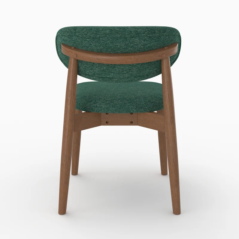 Lot de 2 chaises Yuna en tissu chiné vert sapin et bois foncé