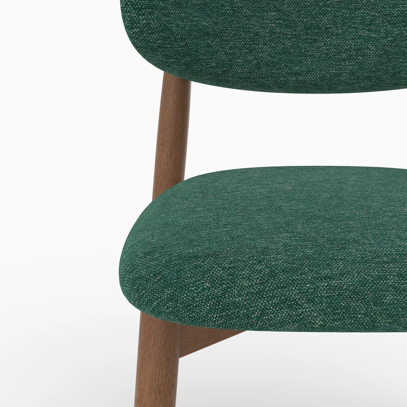Lot de 2 chaises Yuna en tissu chiné vert sapin et bois foncé