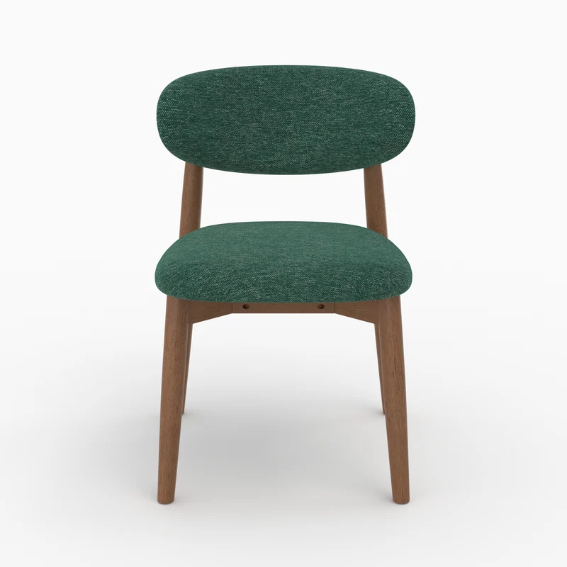 Lot de 2 chaises Yuna en tissu chiné vert sapin et bois foncé