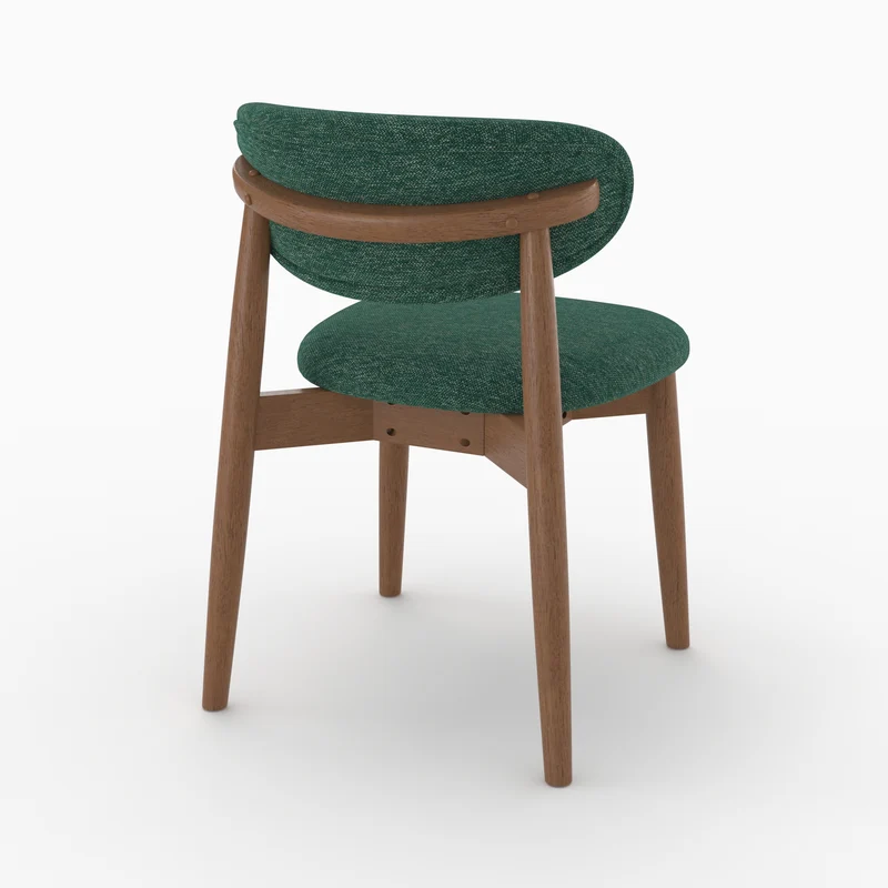 Lot de 2 chaises Yuna en tissu chiné vert sapin et bois foncé