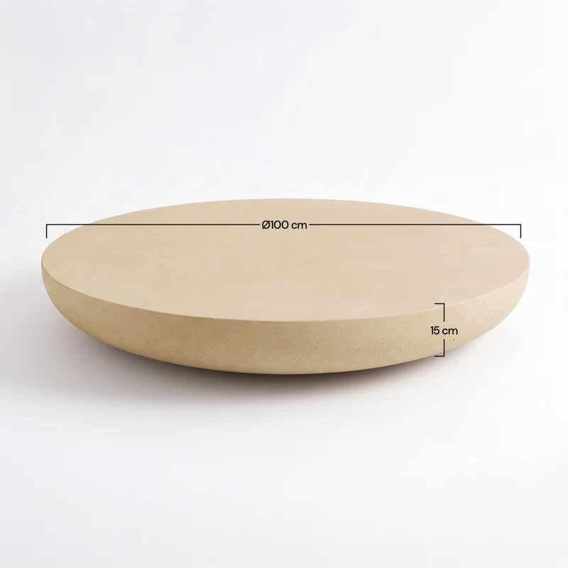 Table basse ronde Milos beige en fibre d'argile effet béton