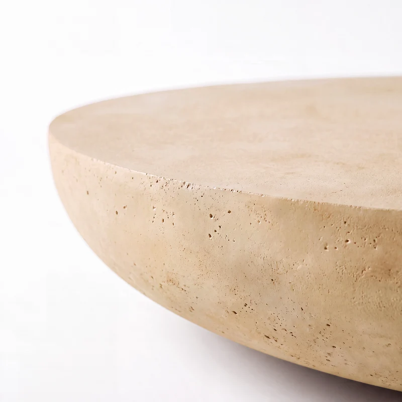 Table basse ronde Milos beige en fibre d'argile effet béton