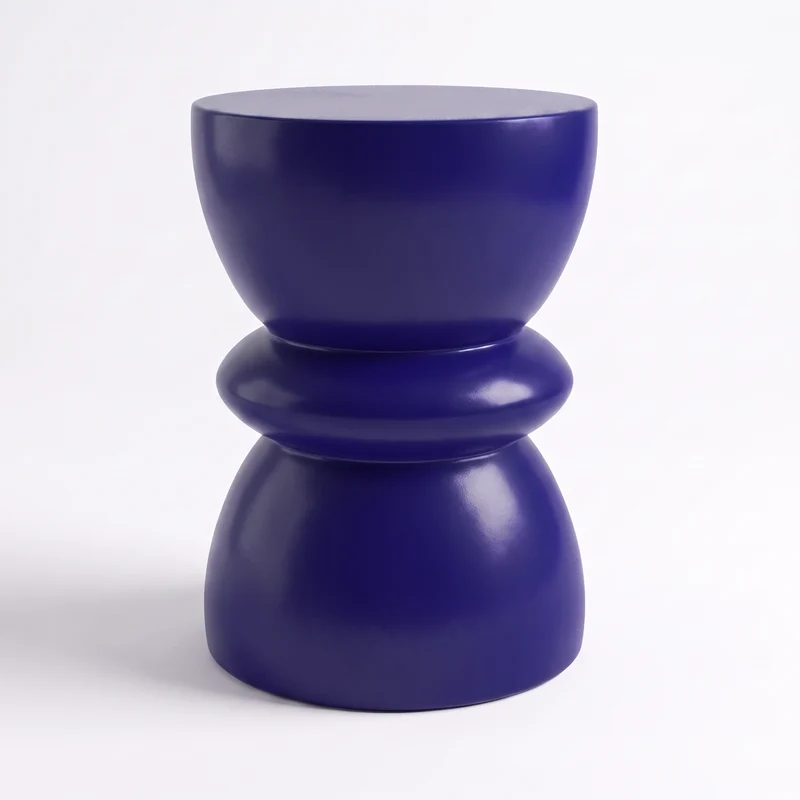 Table d'appoint ronde Maupiti bleu roi en fibre d'argile effet béton