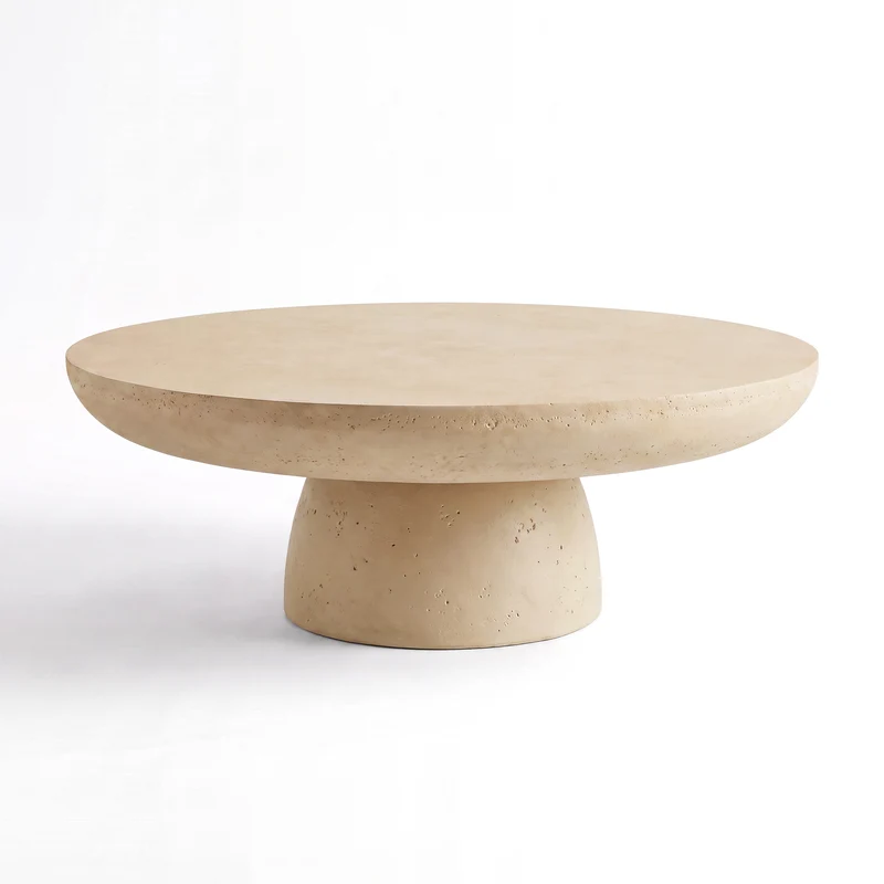 Table basse ronde Paros beige en fibre d'argile effet béton
