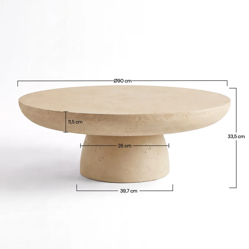 Table basse ronde Paros beige en fibre d'argile effet béton