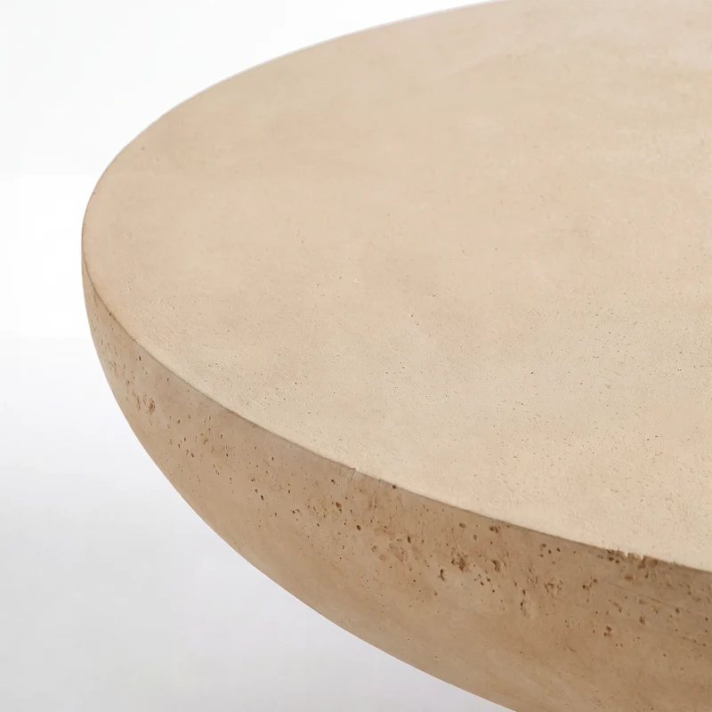 Table basse ronde Paros beige en fibre d'argile effet béton