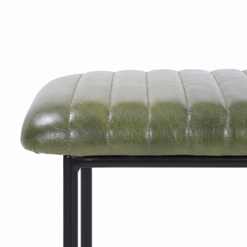 Banc Émile 100 cm en cuir de buffle vert