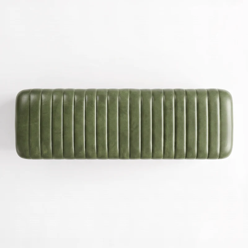 Banc Émile 100 cm en cuir de buffle vert