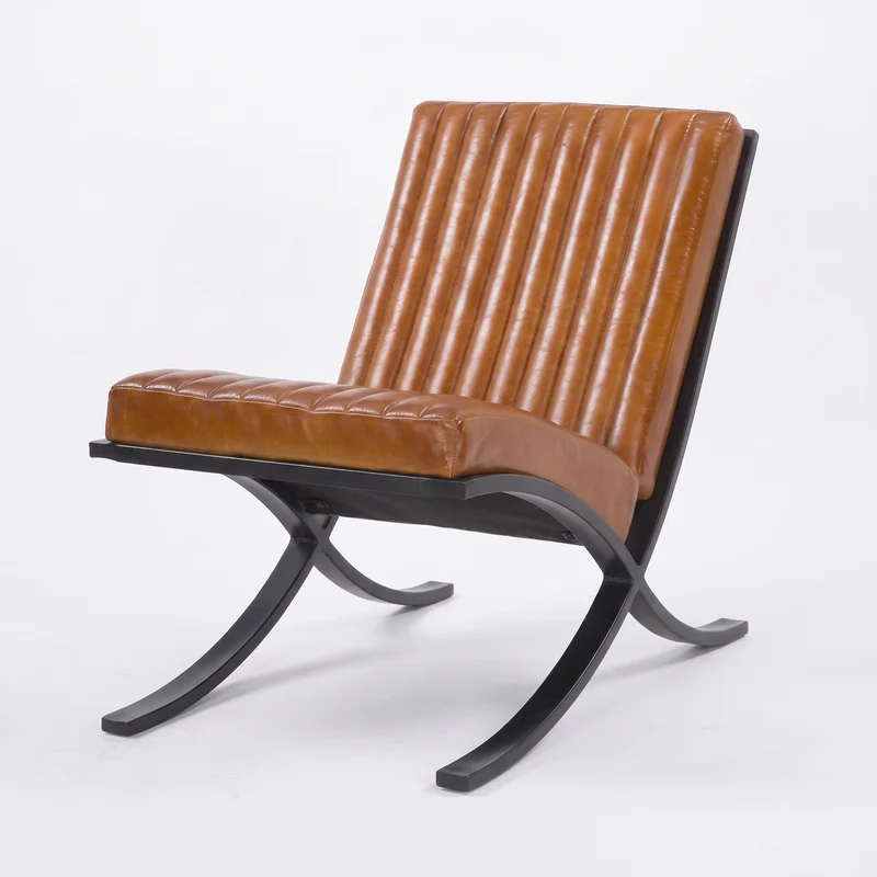 Fauteuil Gustave en cuir de buffle marron