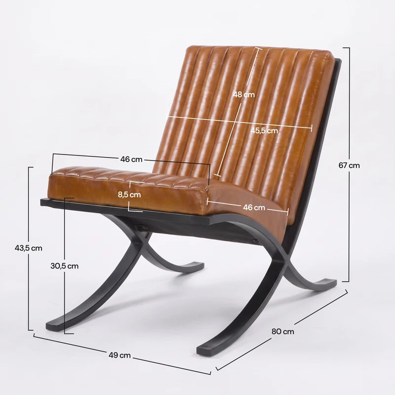 Fauteuil Gustave en cuir de buffle marron