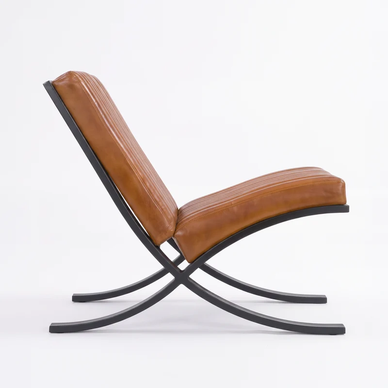 Fauteuil Gustave en cuir de buffle marron