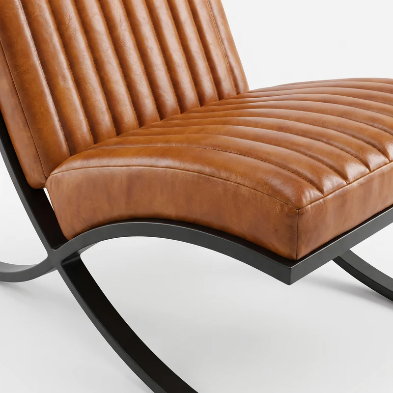 Fauteuil Gustave en cuir de buffle marron