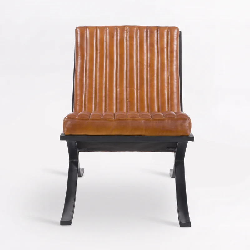 Fauteuil Gustave en cuir de buffle marron