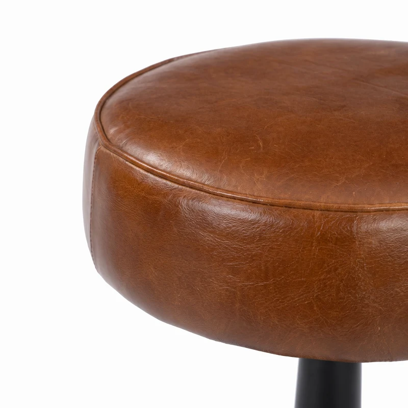 Tabouret pour îlot central Lucien 65 cm en cuir de buffle marron