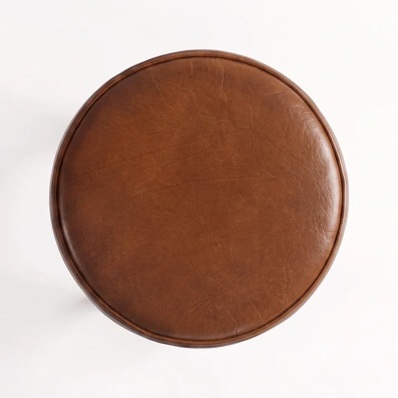 Tabouret pour îlot central Lucien 65 cm en cuir de buffle marron