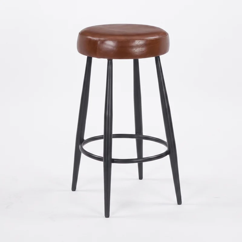 Tabouret pour îlot central Malo 65 cm en cuir de buffle marron foncé