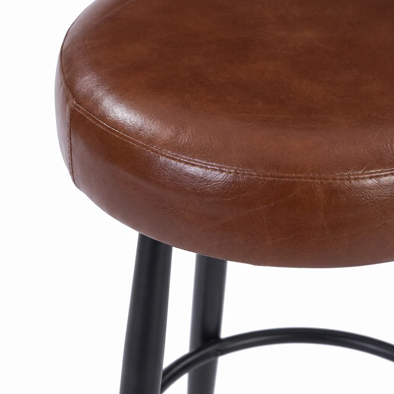 Tabouret pour îlot central Malo 65 cm en cuir de buffle marron foncé