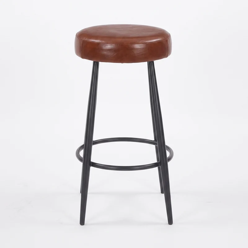 Tabouret pour îlot central Malo 65 cm en cuir de buffle marron foncé