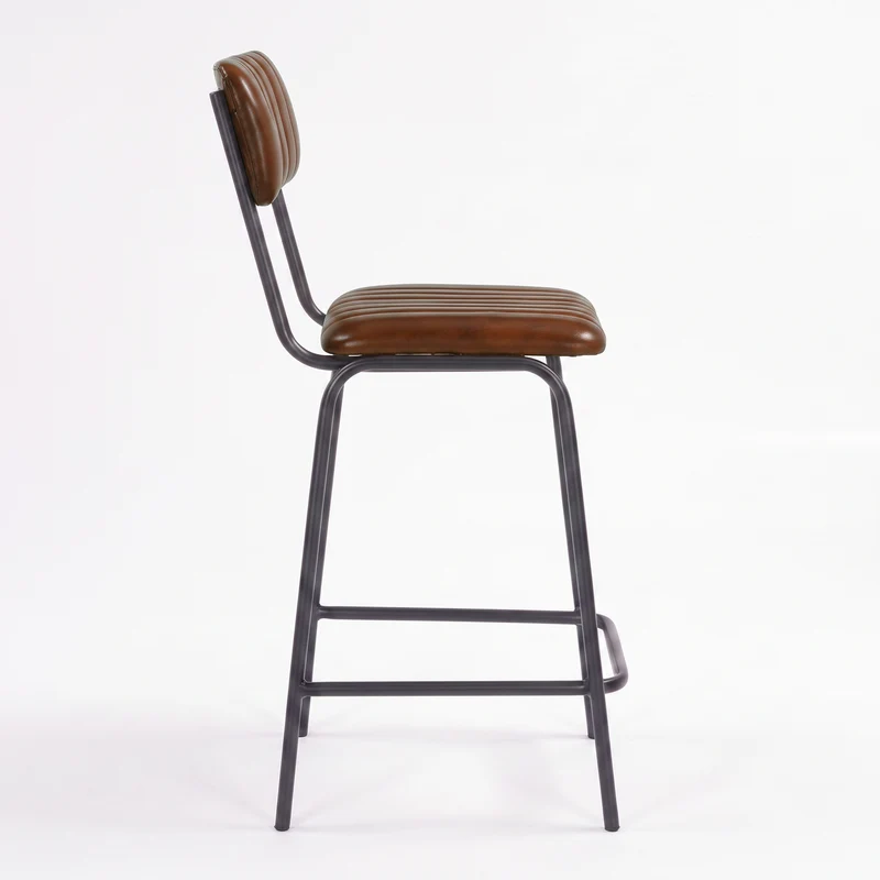Lot de 2 chaises pour îlot central Arsène 65 cm en cuir de buffle marron