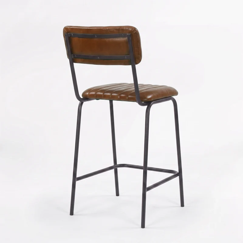Lot de 2 chaises pour îlot central Arsène 65 cm en cuir de buffle marron
