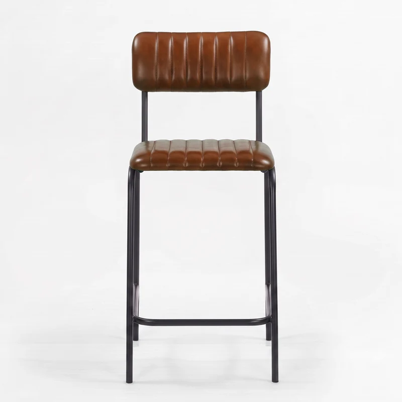 Lot de 2 chaises pour îlot central Arsène 65 cm en cuir de buffle marron