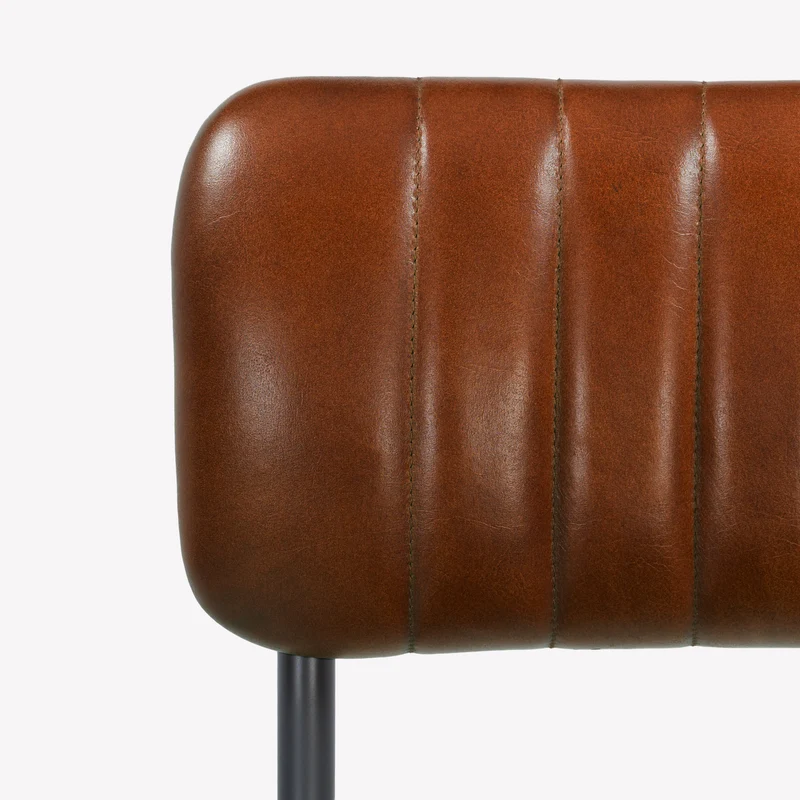 Lot de 2 chaises pour îlot central Arsène 65 cm en cuir de buffle marron
