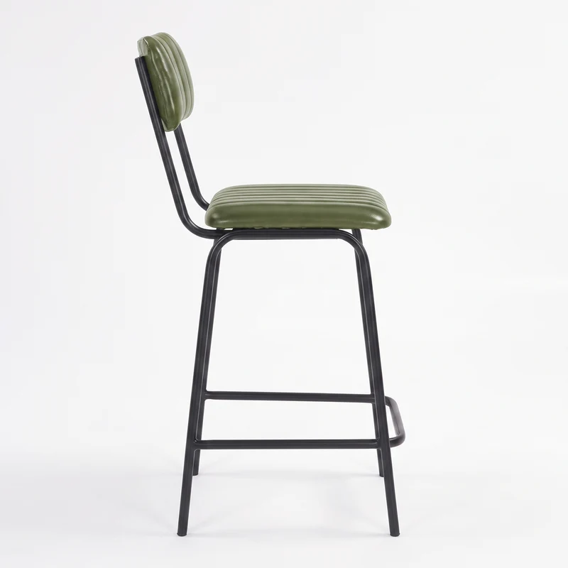 Lot de 2 chaises pour îlot central Arsène 65 cm en cuir de buffle vert