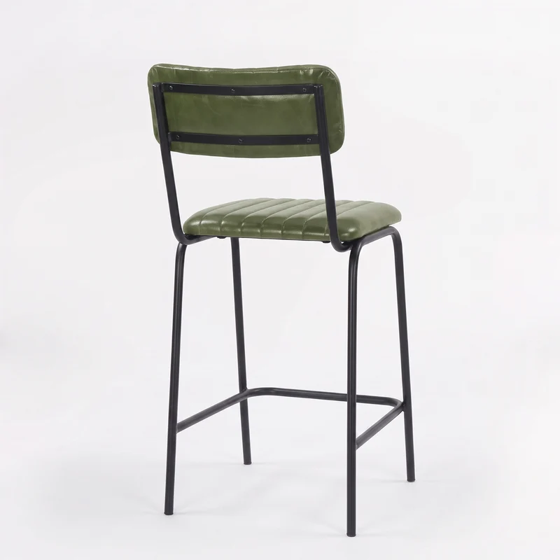 Lot de 2 chaises pour îlot central Arsène 65 cm en cuir de buffle vert