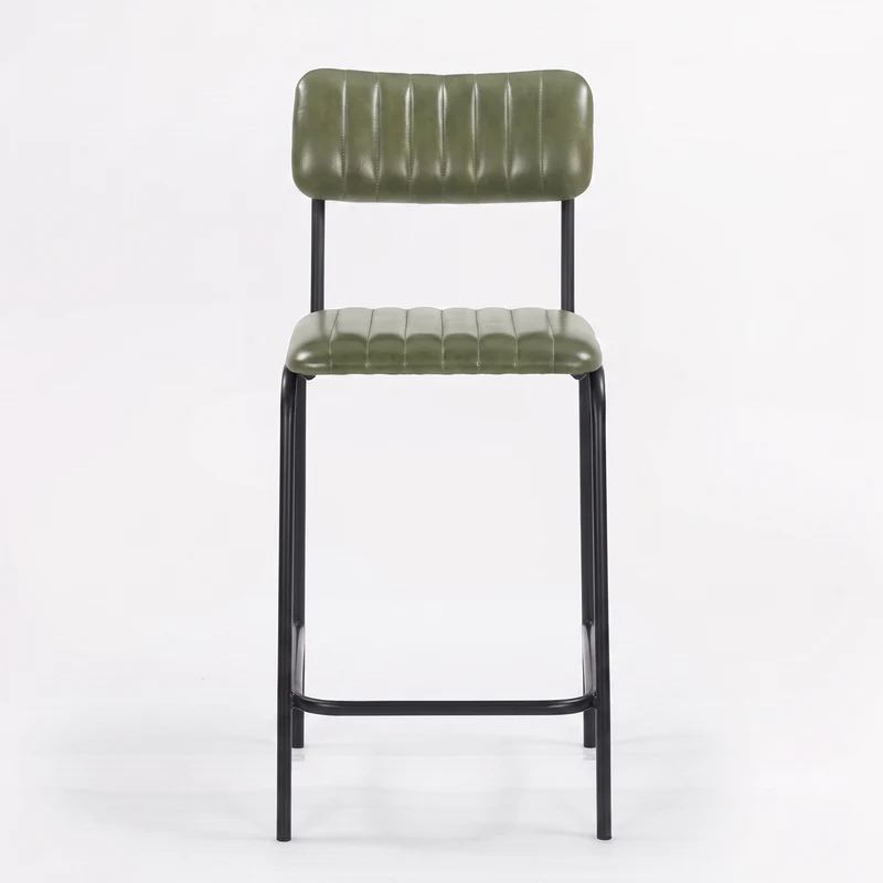 Lot de 2 chaises pour îlot central Arsène 65 cm en cuir de buffle vert