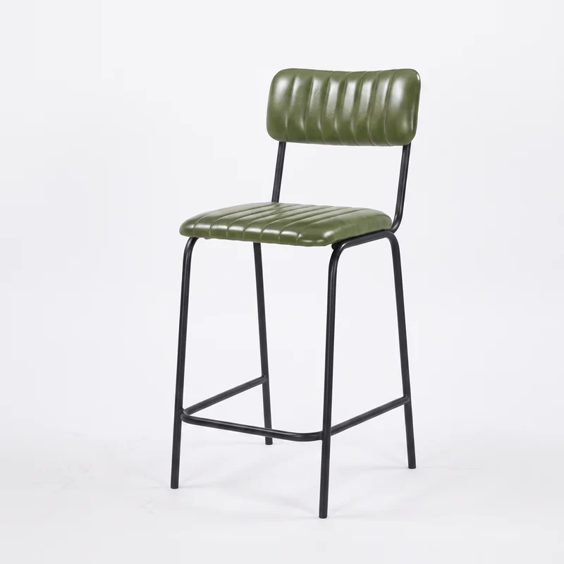 Lot de 2 chaises pour îlot central Arsène 65 cm en cuir de buffle vert