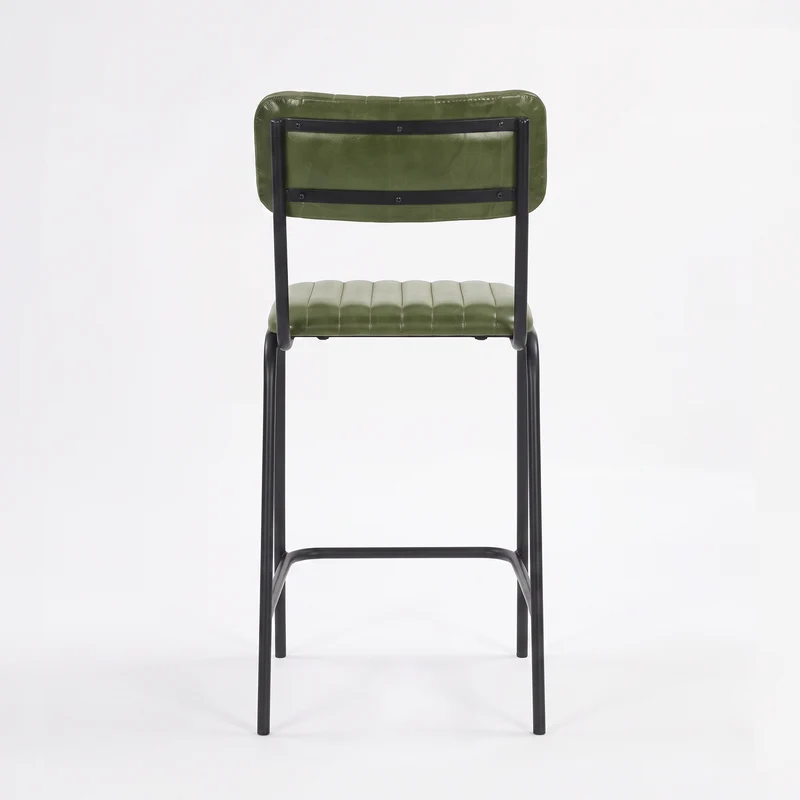 Lot de 2 chaises pour îlot central Arsène 65 cm en cuir de buffle vert