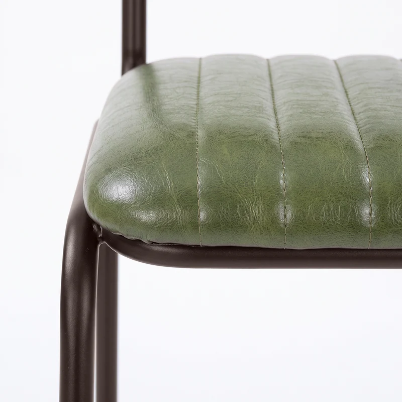 Lot de 2 chaises de bar Arsène 76 cm en cannage et cuir vert