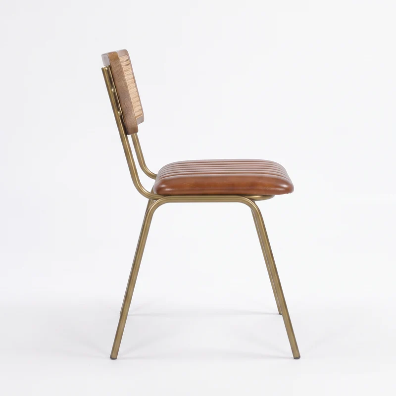Lot de 2 chaises Arsène en cannage et cuir marron