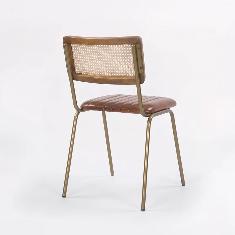 Lot de 2 chaises Arsène en cannage et cuir marron