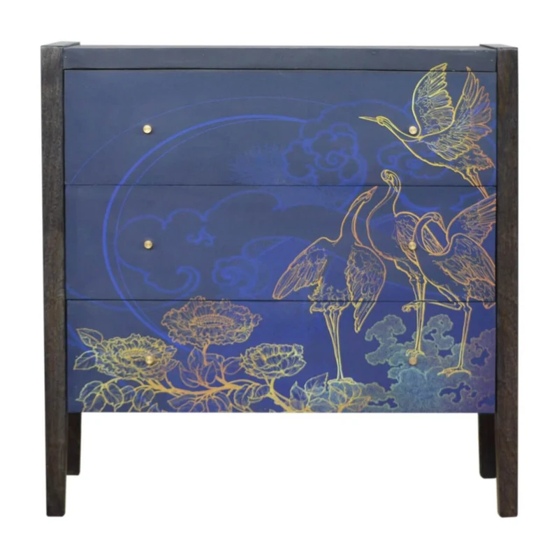 Mayah™ - Commode Shangri-la motif floral fait-main