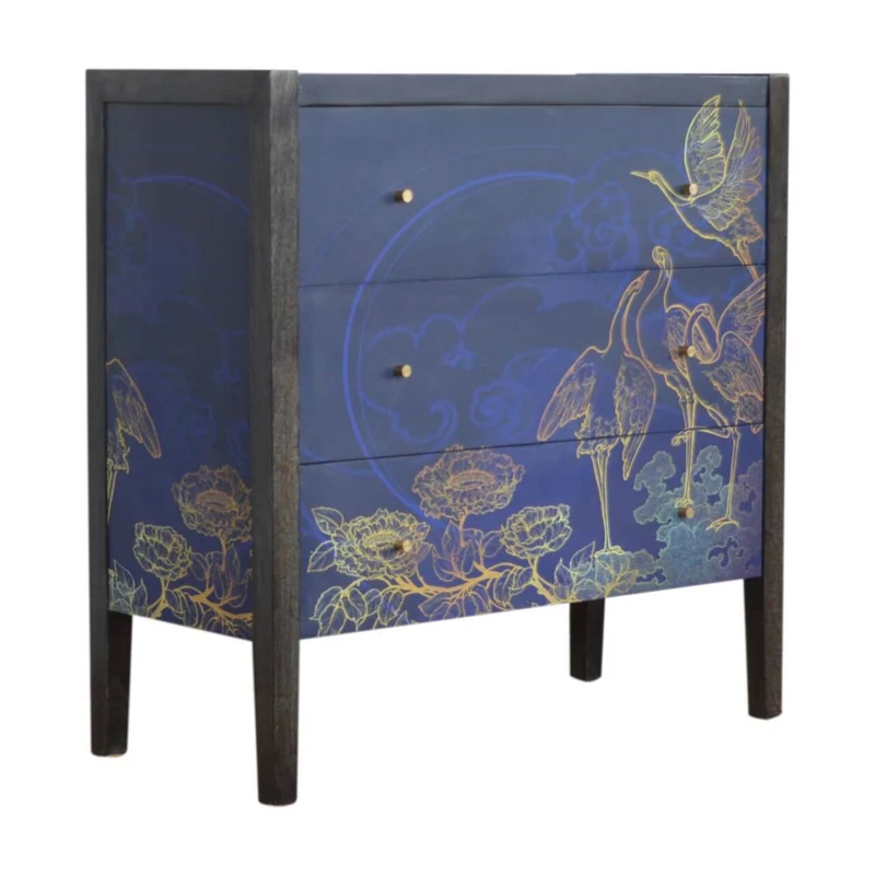 Mayah™ - Commode Shangri-la motif floral fait-main