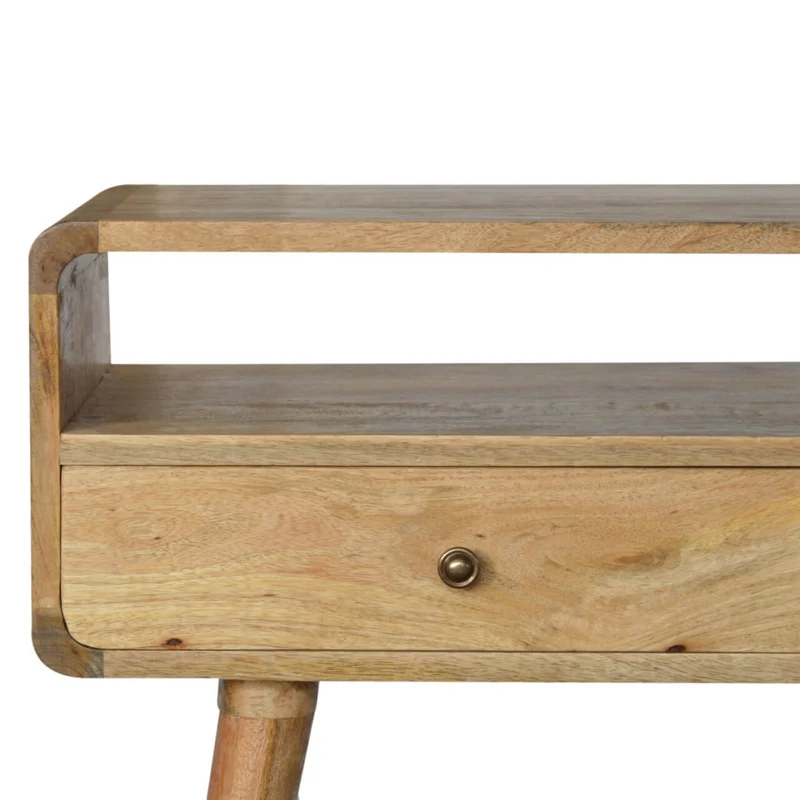 Table console incurvée en chêne et manguier massif