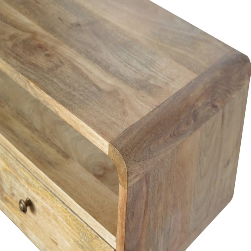 Table console incurvée en chêne et manguier massif