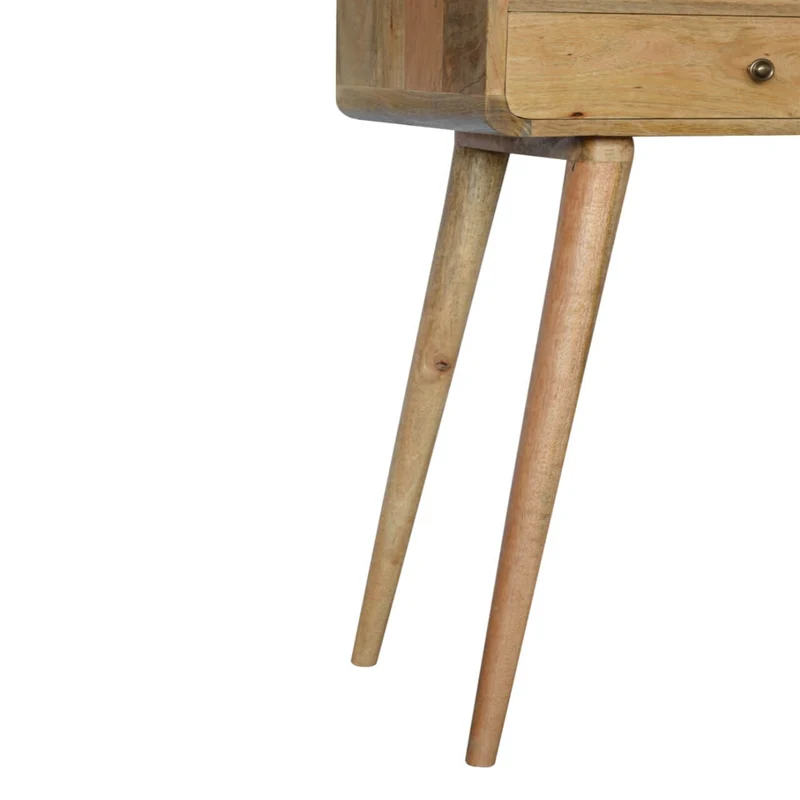 Table console incurvée en chêne et manguier massif