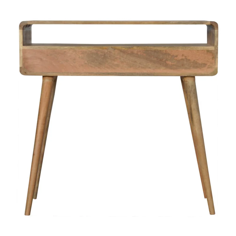 Table console incurvée en chêne et manguier massif