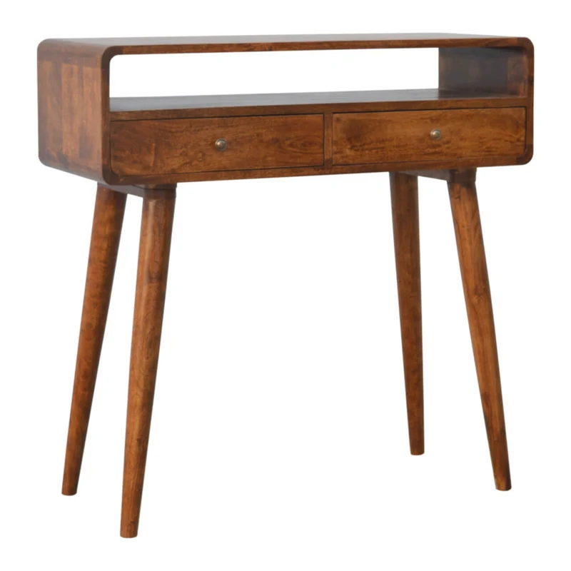 Table console incurvée en châtaignier massif