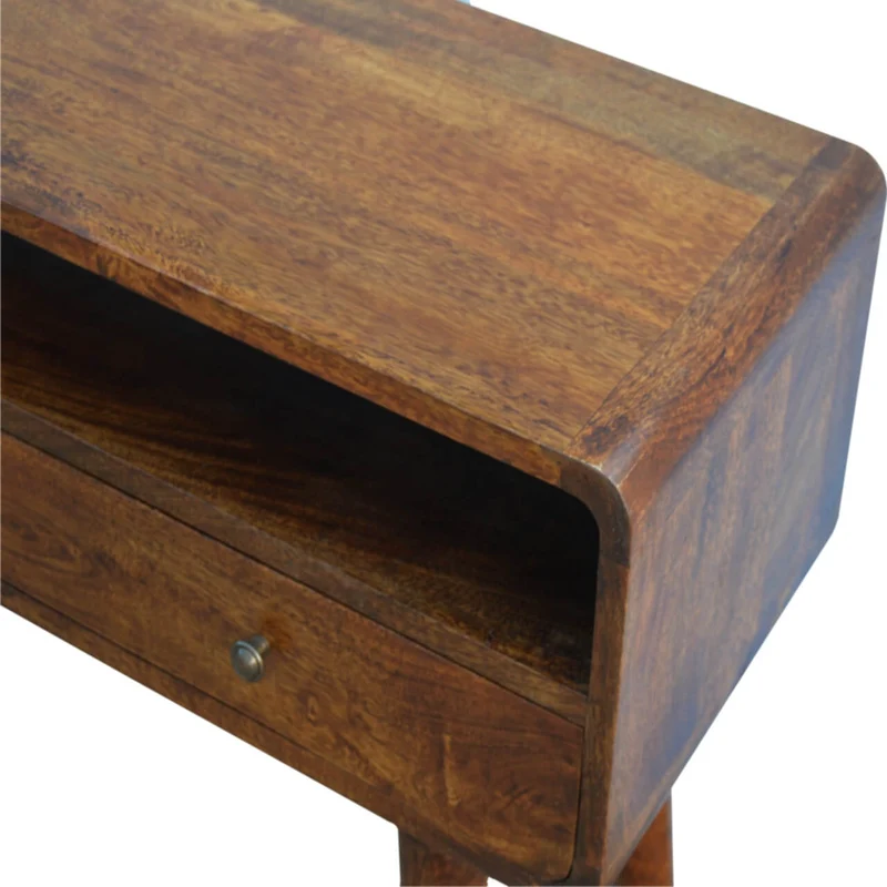 Table console incurvée en châtaignier massif