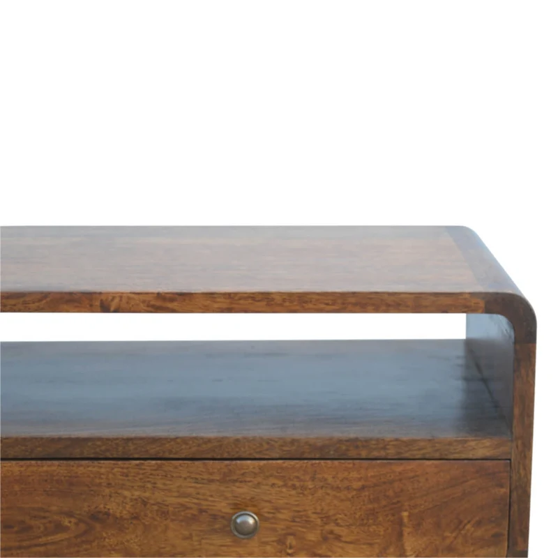 Table console incurvée en châtaignier massif