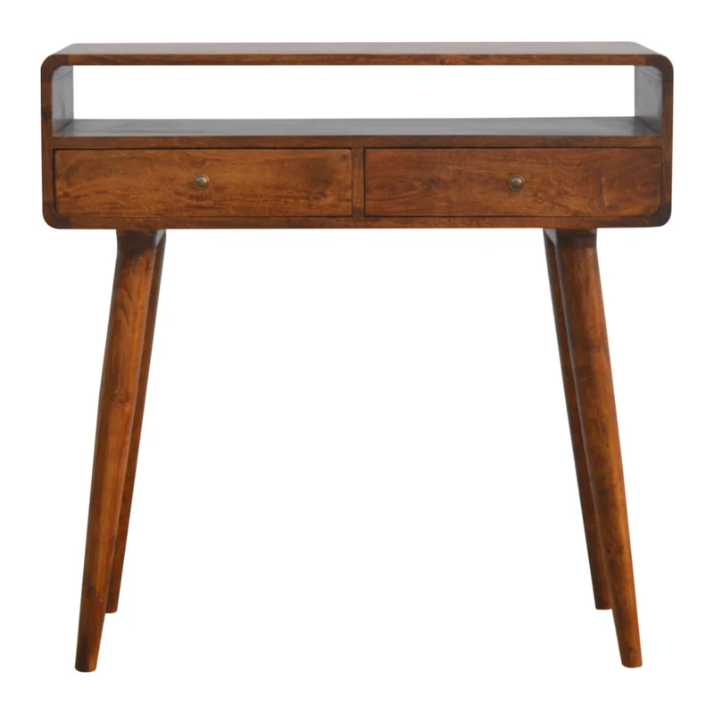 Table console incurvée en châtaignier massif