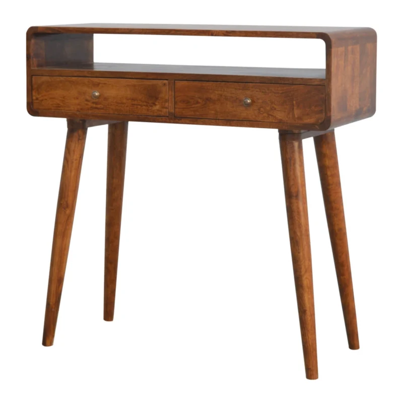 Table console incurvée en châtaignier massif