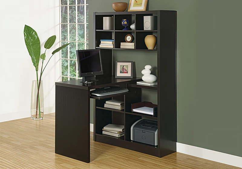 STRAVION™ – L-SHAPED CORNER COMPUTER DESK WITH BOOKCASE – I 7022