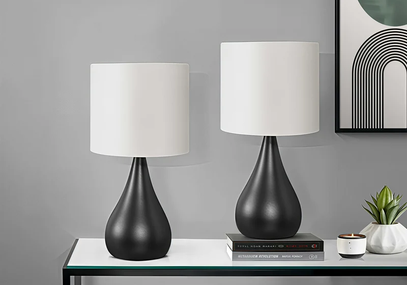 VIRELLE TEARDROP™ – CONTEMPORARY BLACK TABLE LAMP SET (2-PIECE) – I 9639