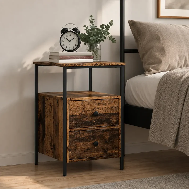 Table de Chevet Industrielle Bois et Métal