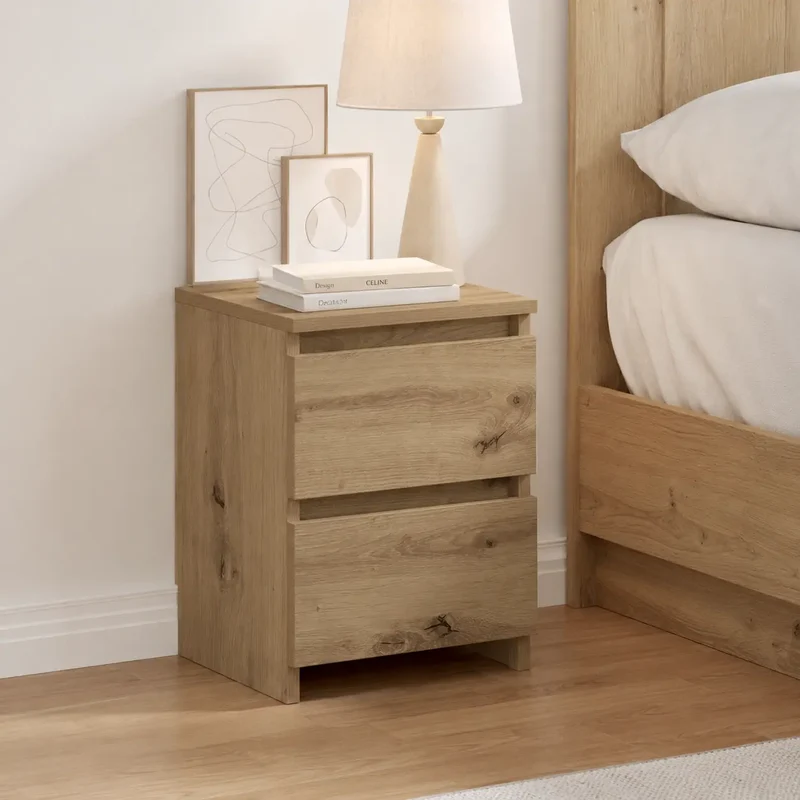 Table de Chevet Moderne Bois 2 Tiroirs